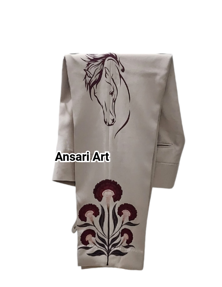 Pre-owned Art Men 2pc Lovry Bespoke Country Western Suit Vintage Horse & Flower Printed Tuxedo In Lovery