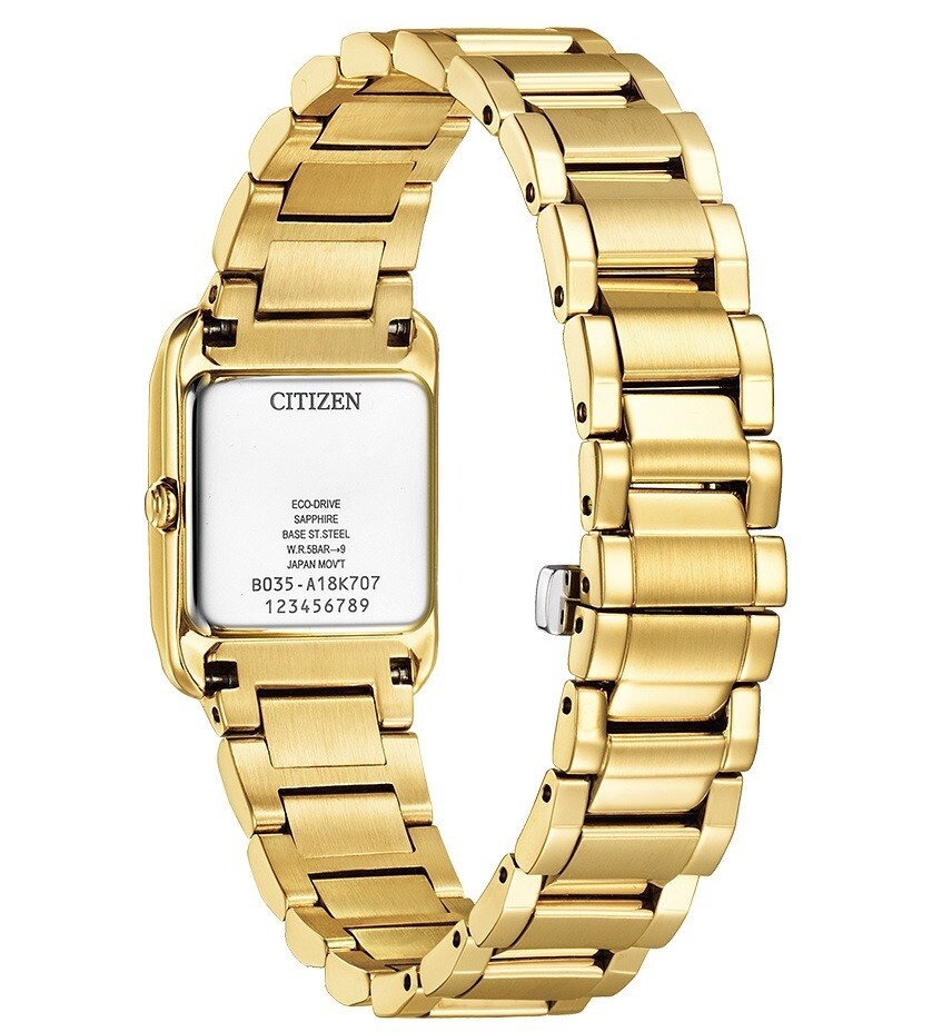 Pre-owned Citizen L Eco-drive Ew5602-81d Mother Of Pearl Analog Gold Tone Ladies Watch