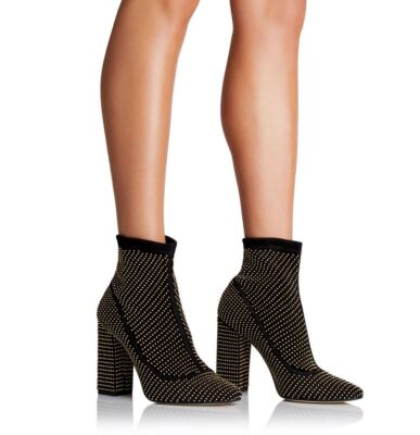 Pre-owned Tamara Mellon Black Suede Attraction Boots 105mm Heels With Micro Studs $850