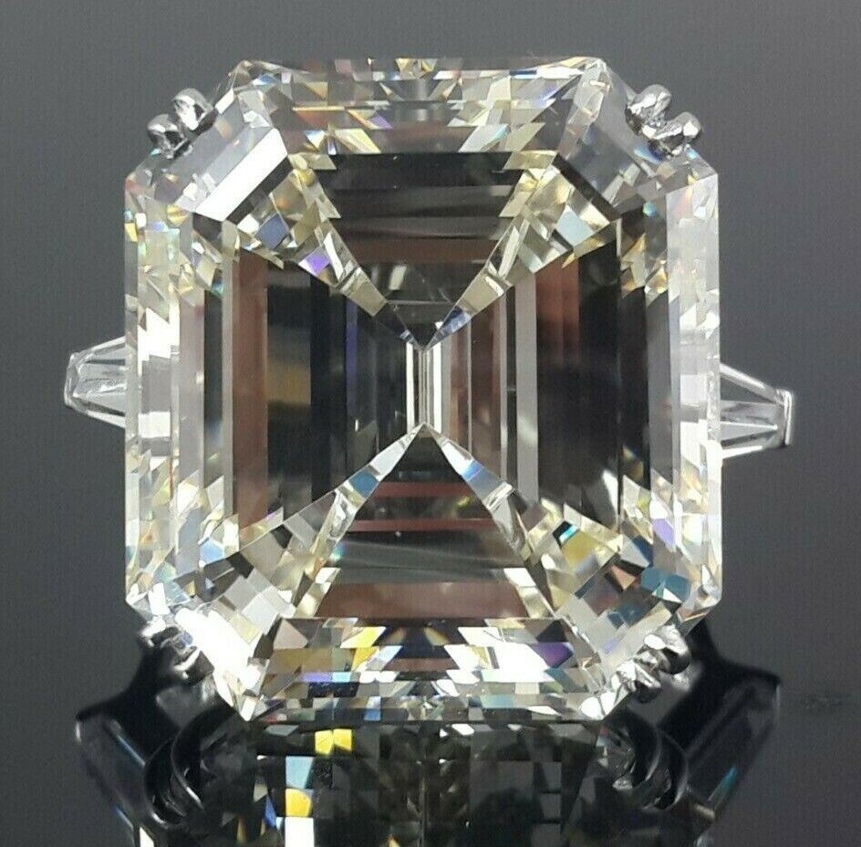 Pre-owned Silent_world 925 Sterling Silver Ring Cubic Zirconia Liz Taylor Inspired 35ct Mn Asscher