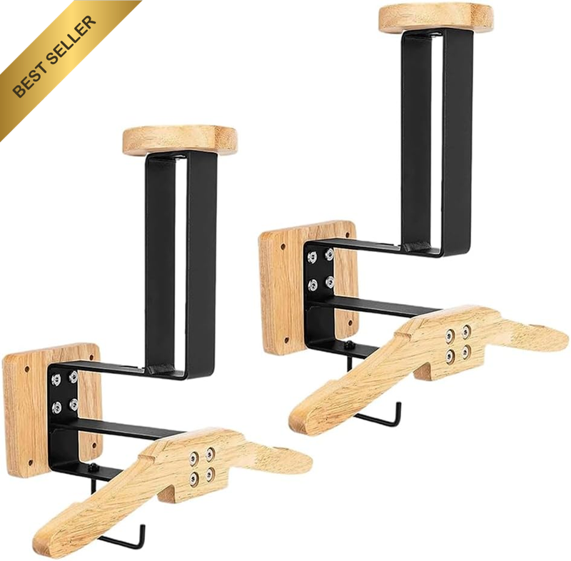 2 Pack Helmet Holder Rack,Wall Mount Racks,Gear Rack,Wooden Hat Display Hooks,Wo