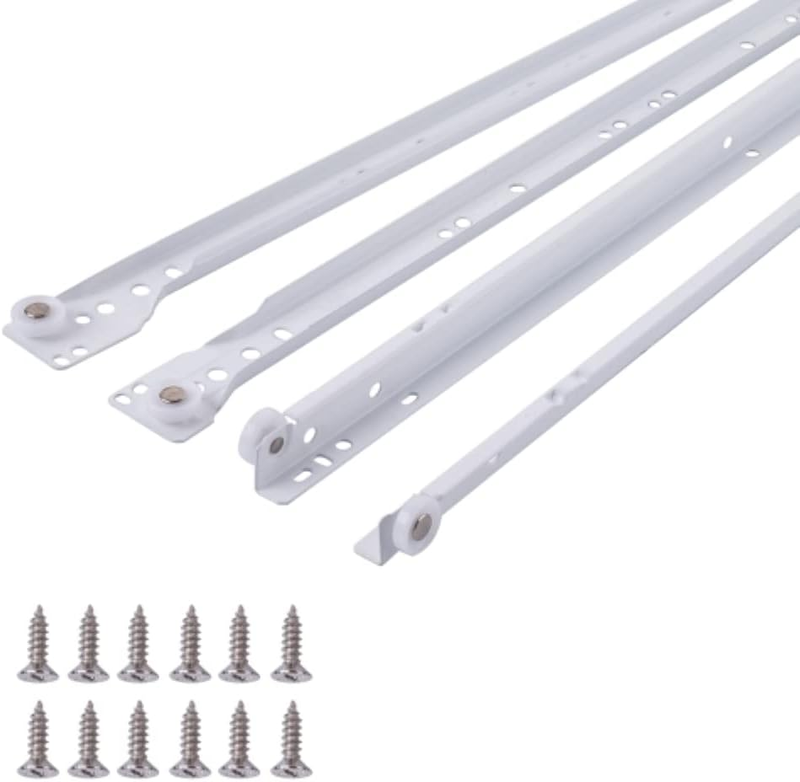 20 In. White Coated Steel Euro Bottom Mount Drawer Slides