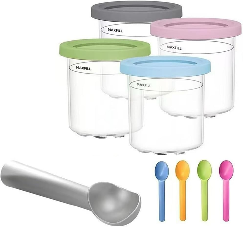 4-Pack Ice Cream Containers Compatible, Reusable Pints with Silicone Lids, Bpa-F