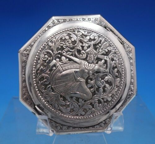 Middle Eastern .900 Sterling Silver Compact Chased Figural Scrollwork (#6703)