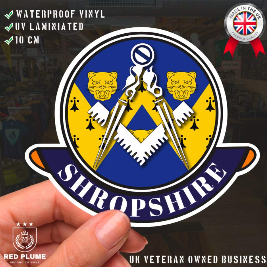 Shropshire Masonic Car Sticker | UV Laminated - Picture 1 of 4