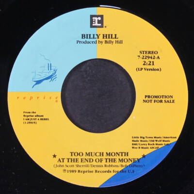 BILLY HILL: too much month at the end of the money REPRISE 7'' Single 45 RPM