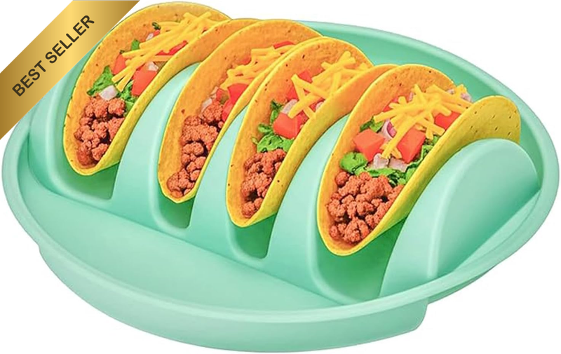 1Pack Silicone Taco Holders & Stands with Divided Non-Slip Base for Hard and Sof
