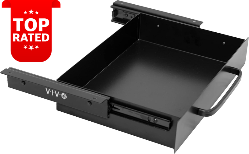 13 Inch Under Desk Sliding Pull-Out Drawer Organizer Black Pull Handle Storage