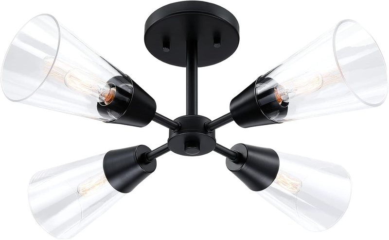 Norro 21 Inch 4-Light Semi-Flush Ceiling Light Fixture, Matte Black, D290C-SF-MB
