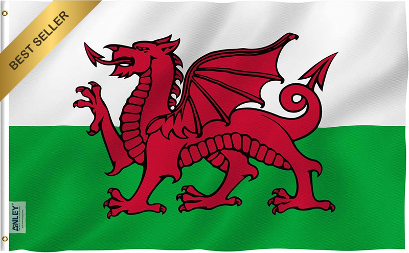 Fly Breeze 3X5 Foot Wales Flag - Vivid Color and UV Fade Resistant - Canvas Head