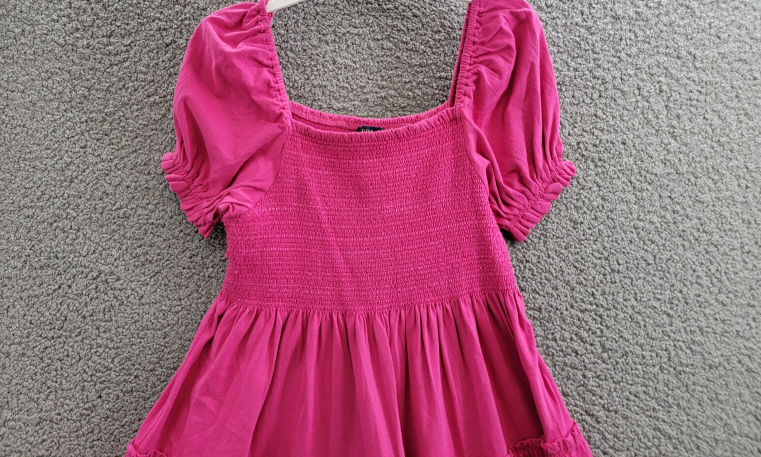 Polo Ralph Lauren Smocked Jersey Dress Big Girls XL (16) Pink Square Neck S/S - Picture 3 of 16