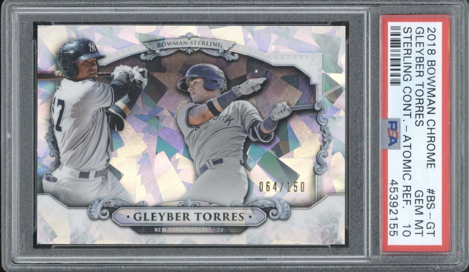 2018 Bowman Chrome Atomic Refractor Gleyber Torres /150 RC Gem Mint PSA 10