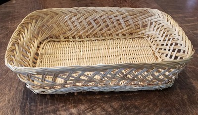 Wicker Rattan Basket, Tray, Wall Decor Woven Rectangular Natural New