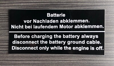BMW 2002 E9 E3 E12 E21 E23 E28 E30 - BATTERY STICKER - DECAL