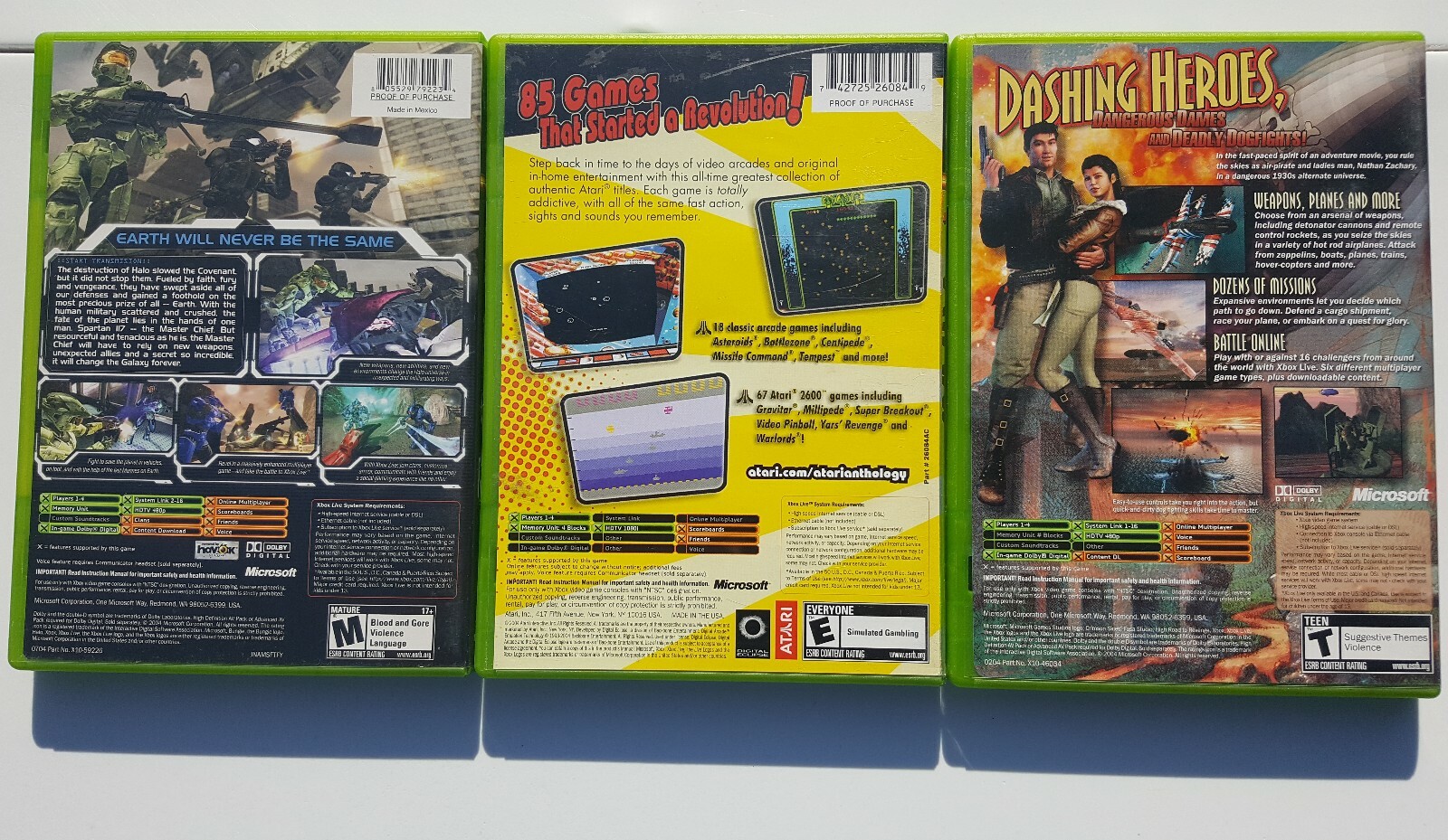 Lot of 3 Microsoft Original Xbox Games | Halo 2 | Atari Anthology Crimson Skies