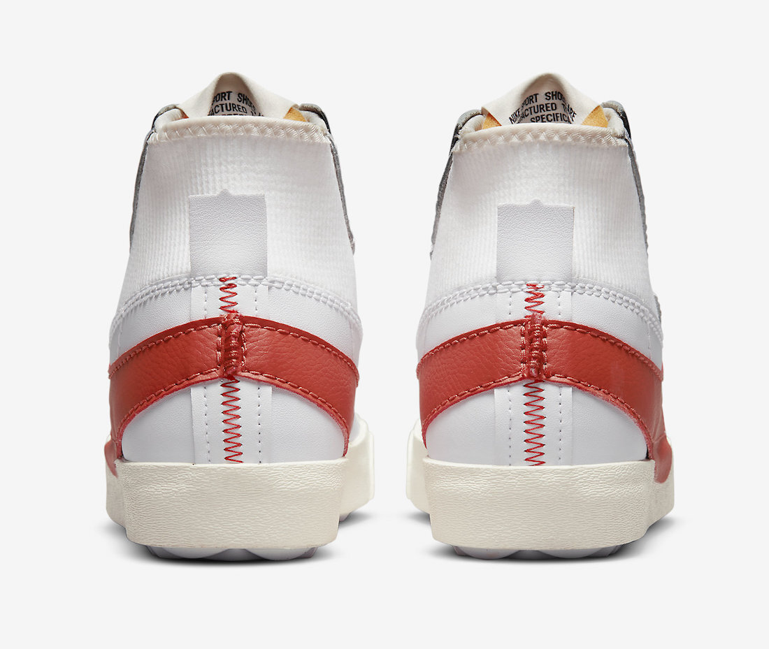 

Мужские кроссовки Nike Blazer Mid 77 Jumbo Swoosh White Mantra Orange Red DH7690-100 sz 12, Белый, Nike Blazer Mid 77