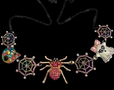 New BETSEY Johnson Multi Color Crystal Halloween Pendant Necklace