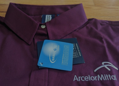NEW Men's ARCELOR MITTAL Company Uniform Work Tradeshow Front Button Shirt 3XL