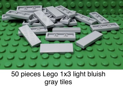 Lego 50 Pieces Light Bluish Gray Tile 1x3 / Smooth Finishing Surface Building