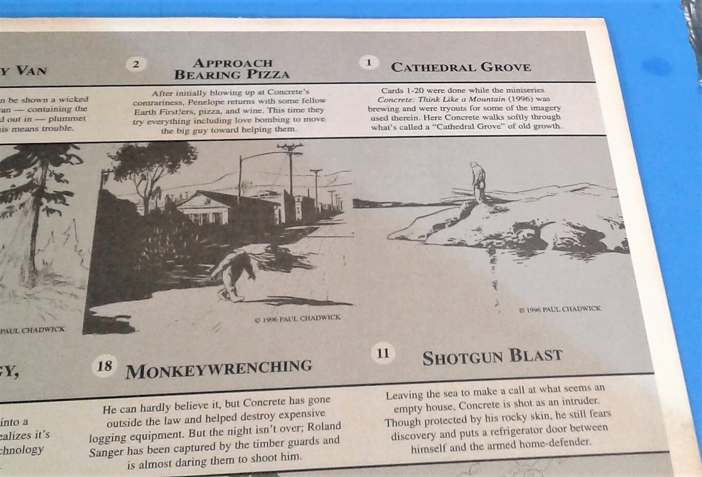 VINTAGE 1996 DARK HORSE PAUL CHADWICK CONCRETE TRADING CARD SET UNCUT SHEET!!