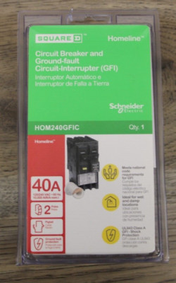 NEW Square D HOM240GFIC Homeline 40 Amp 2-Pole GFI Circuit Breaker