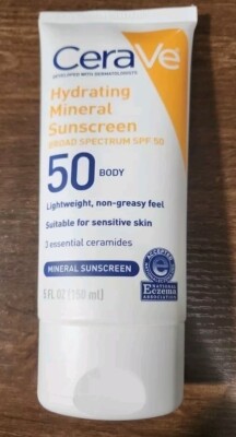 Cerave Hydrating Mineral Sunscreen SPF 50 Suitable For Sensitive Skin - 5 fl oz