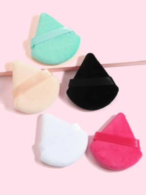 12PCS Triangle Velvet Powder Puff Flours Face Reusable Makeup Sponge Soft Cotton