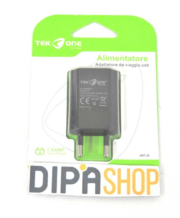 Adattatore Alimentatore Da Rete TeKone J6 Caricabatteria Usb 1.5A Nero hsb