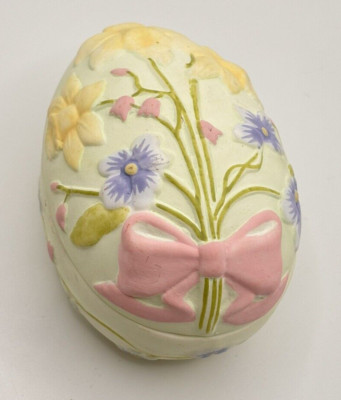Silvestri Celebrations Easter Egg Ceramic Floral Trinket Box Ribbon Y2K Pastels