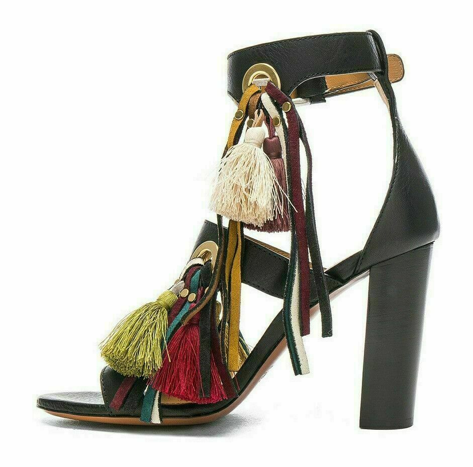 Pre-owned Chloé Chloe Iconic Miki Court Shoes Heels Sandals Shoes Mules Sandals 37 In Black