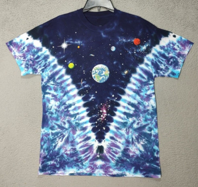 Liquid Blue Space Universe Galaxy Shirt Adult Large Multi Color Short Sleeve Men