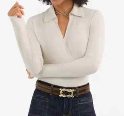 NWT $89 Cabi Crossover Top, Size Medium, Fall 2024 Style #4749, Bone Color