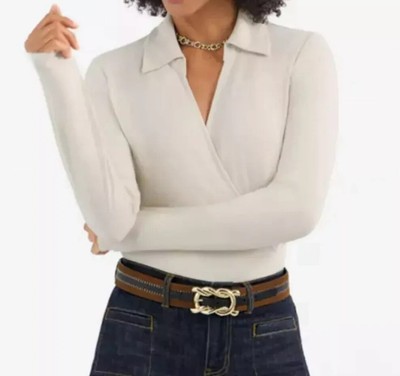 NWT $89 Cabi Crossover Top, Size Medium, Fall 2024 Style #4749, Bone Color