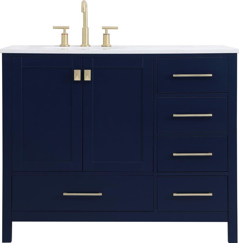 Bathroom Vanity Sink Traditional Antique Single Blue Gold Solid Wood