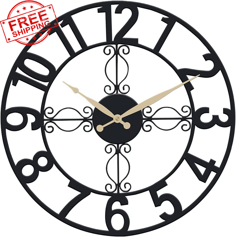 Outdoor Wall Clock 18 Inch outside Waterproof Garden Clock Large Numerals New...