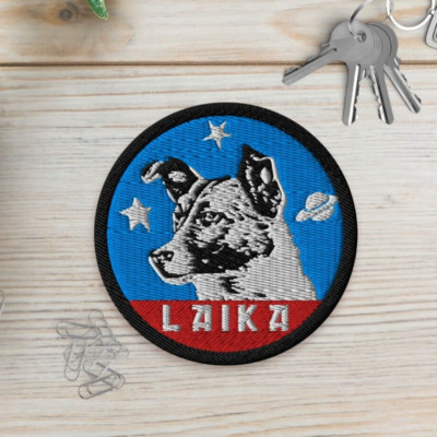 Laika patch, Soviet first space dog   Embroidered Patch, space soviet patches