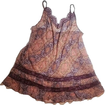 NWT Victoria's Secret Sheer Burgandy Pink Paisley Pullover Slip Nightgown Sz L