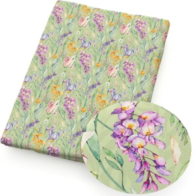 Flowers FAUX LEATHER SHEET 8.75'' X 12'' 1129005 floral Iris Wisteria lily SMOOTH 