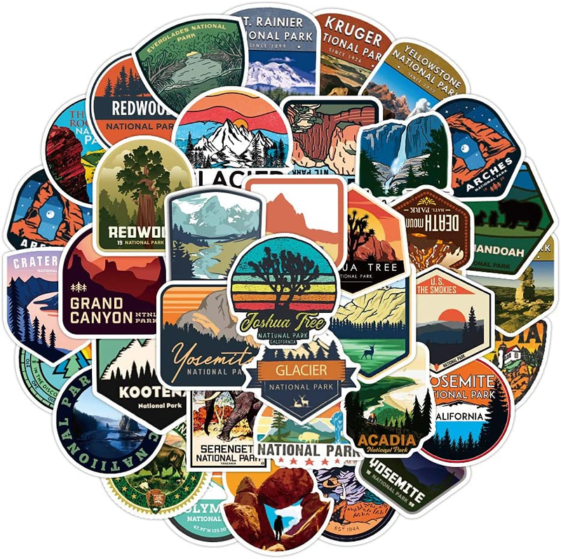 50PCS National Park Stickers Pack Set,Waterproof Adventure Nature Stickers Trav