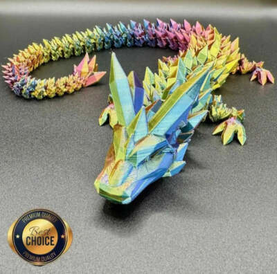 Dragon Fidget - Crystal Dragon Model - 3D Printed Dragons - Red Yellow Blue