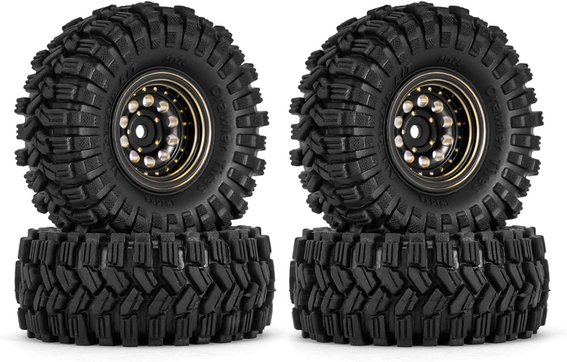 Black Coating Brass 1.0 Beadlock Wheel Tires Set for 1/24 1/18 RC