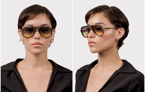 Pre-owned Dita Grand Decade Dts460-a-01 Yellow Gold Yellow Grey Lens Sunglasses Authentic In Grey To Yellow Gradient