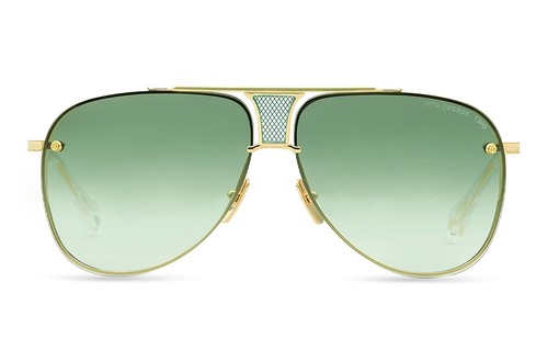 Pre-owned Dita Decade Two Drx-2082 L-gold Clear Green Gradient Lens Sunglasses Authentic
