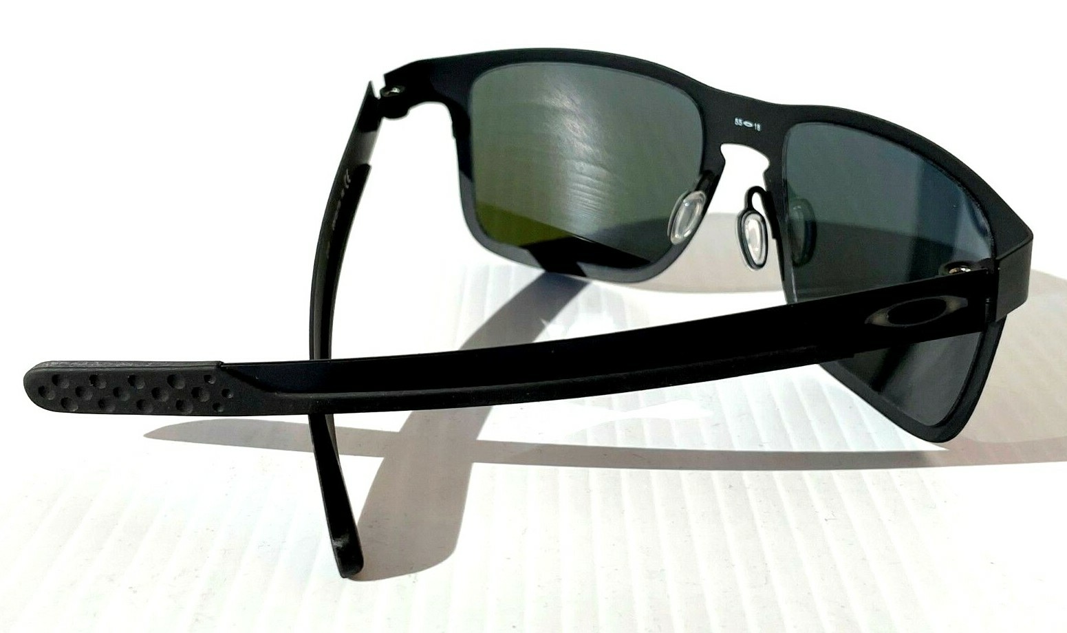 Pre-owned Oakley Holbrook Metal Matte Black Polarized Galaxy Blue Sunglass 4123 In Gray