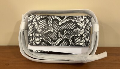NWT Michael Kors Jet Set Small Phone Black Python Leather Crossbody Bag $198.