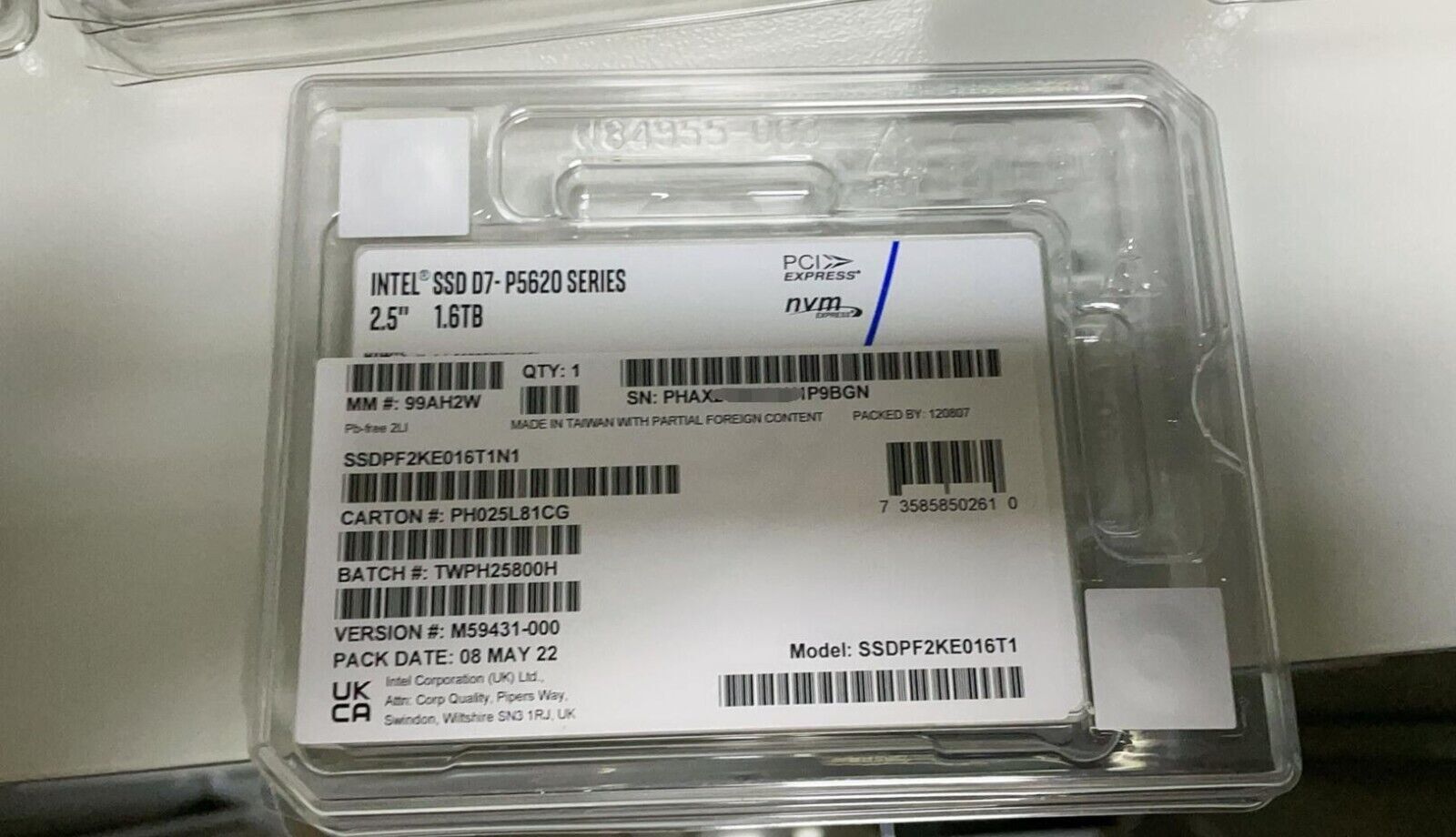 New Intel SSDPF2KE016T1N1 D7-P5620 1.6TB NVMe PCIe 4.0X4 3D