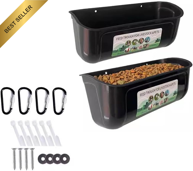 2PCS Large Hanging Chicken Feeder Troughs for Fence Feeding – 11.7In Black Lives