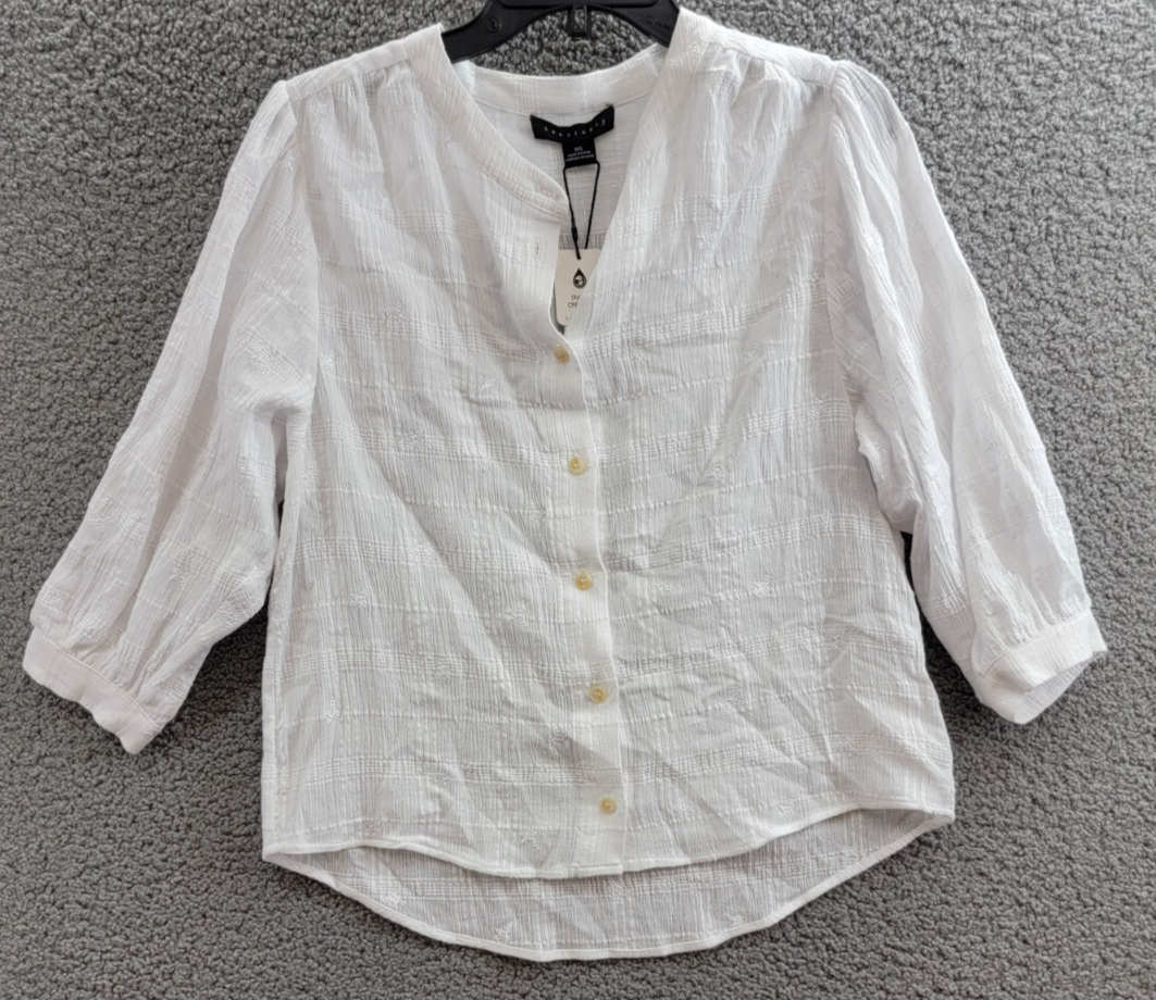 Sanctuary The Femme Shirt Women's XXS White Round Neck Button Front Closures~ - Picture 2 of 20