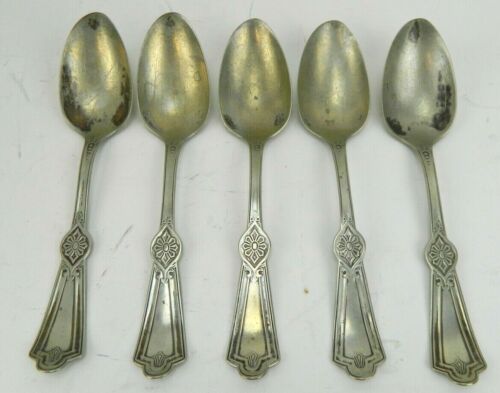 Set of 5 Vintage Holmes, Booth & Hayden A1 Silverplate 8 inch Tablespoons