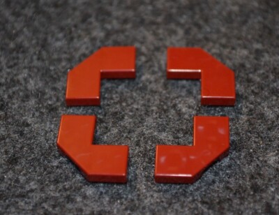 (4) 2x2 Dark RED Angled ''L'' Smooth Tile Finishing Brick Bricks ~ Lego ~ NEW